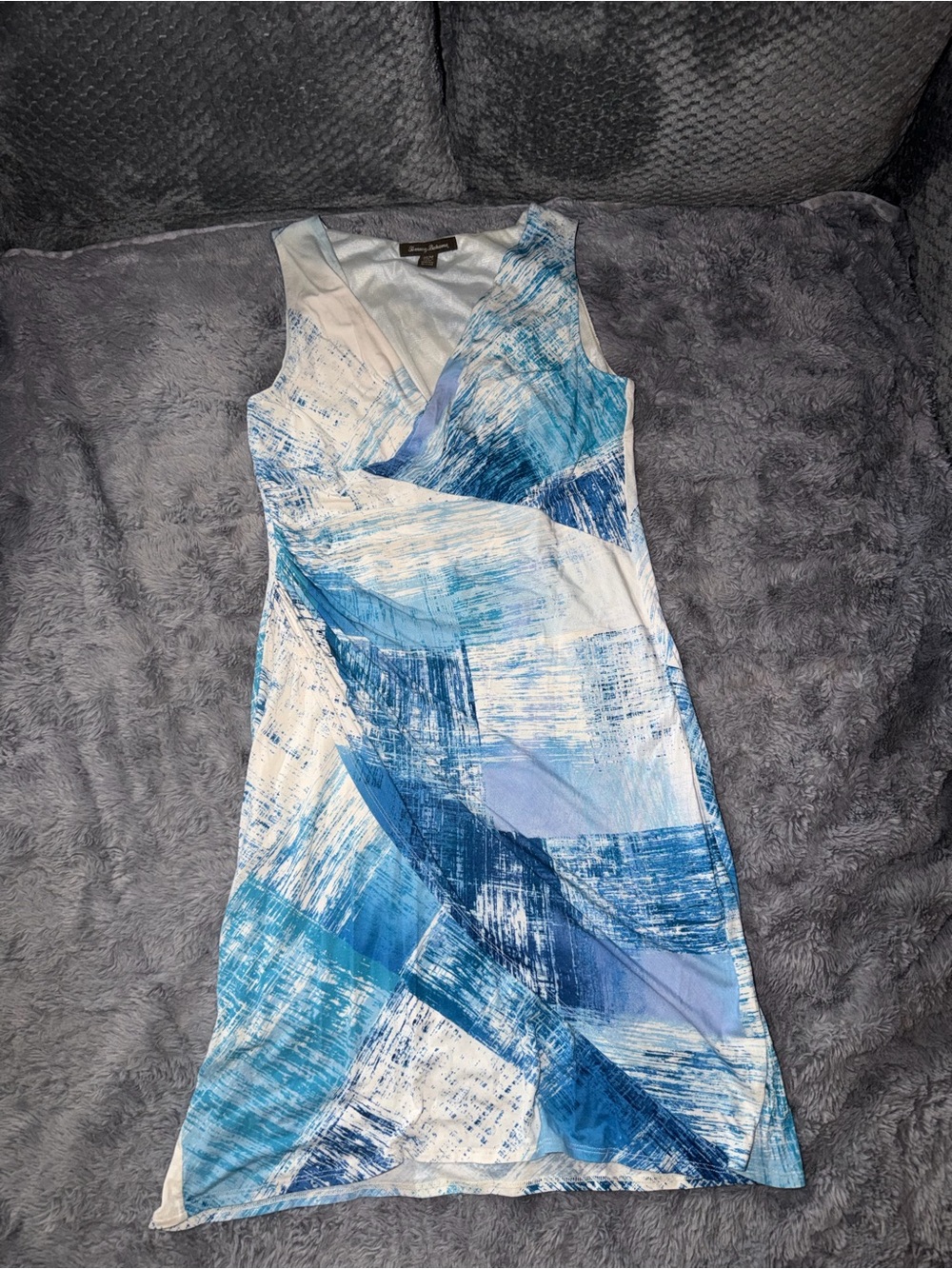 Tommy Bahama Blue Abstract Print Sleeveless Wrap Dress